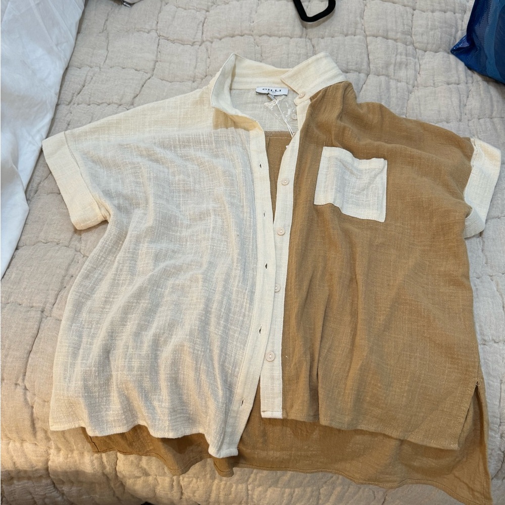 Block Color Linen Button Down